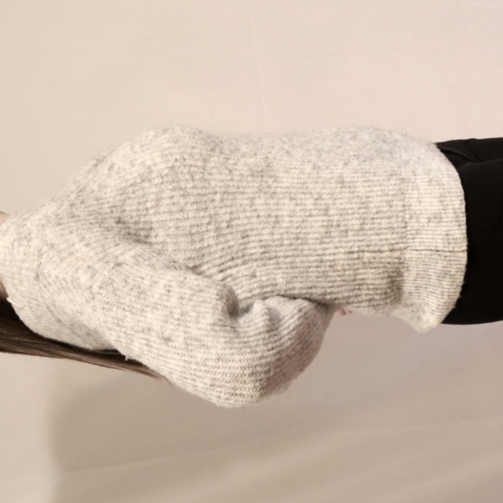 Rib knit sweater slightly off the shoulders
